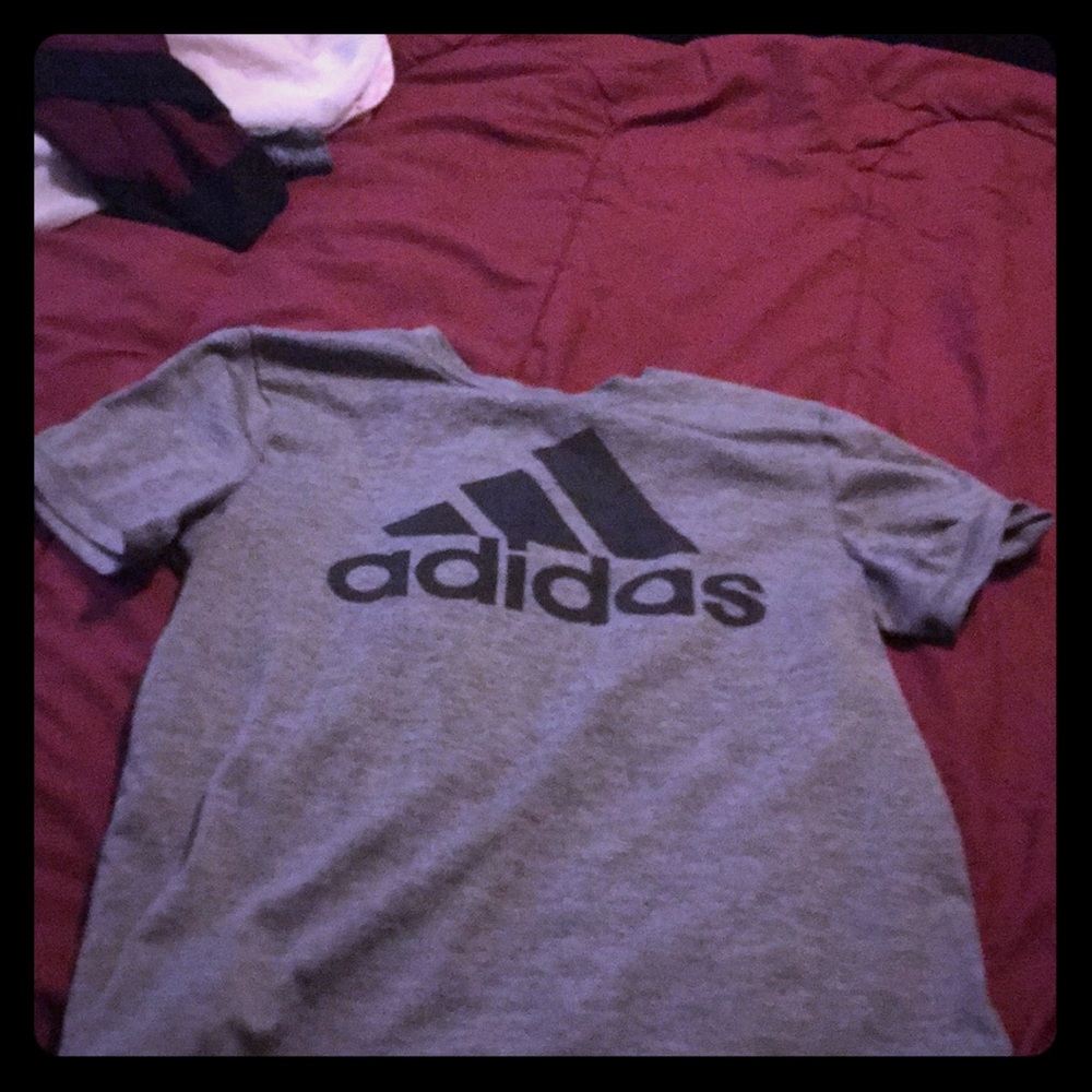 Great to work out in flexible grey adidas  shirt